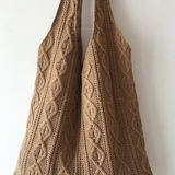 Women’s Retro Artsy Twist Cotton Knitted Shoulder Bag for Boho Everyday Style & Gifts