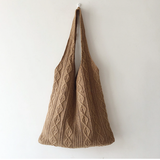 Women’s Retro Artsy Twist Cotton Knitted Shoulder Bag for Boho Everyday Style & Gifts