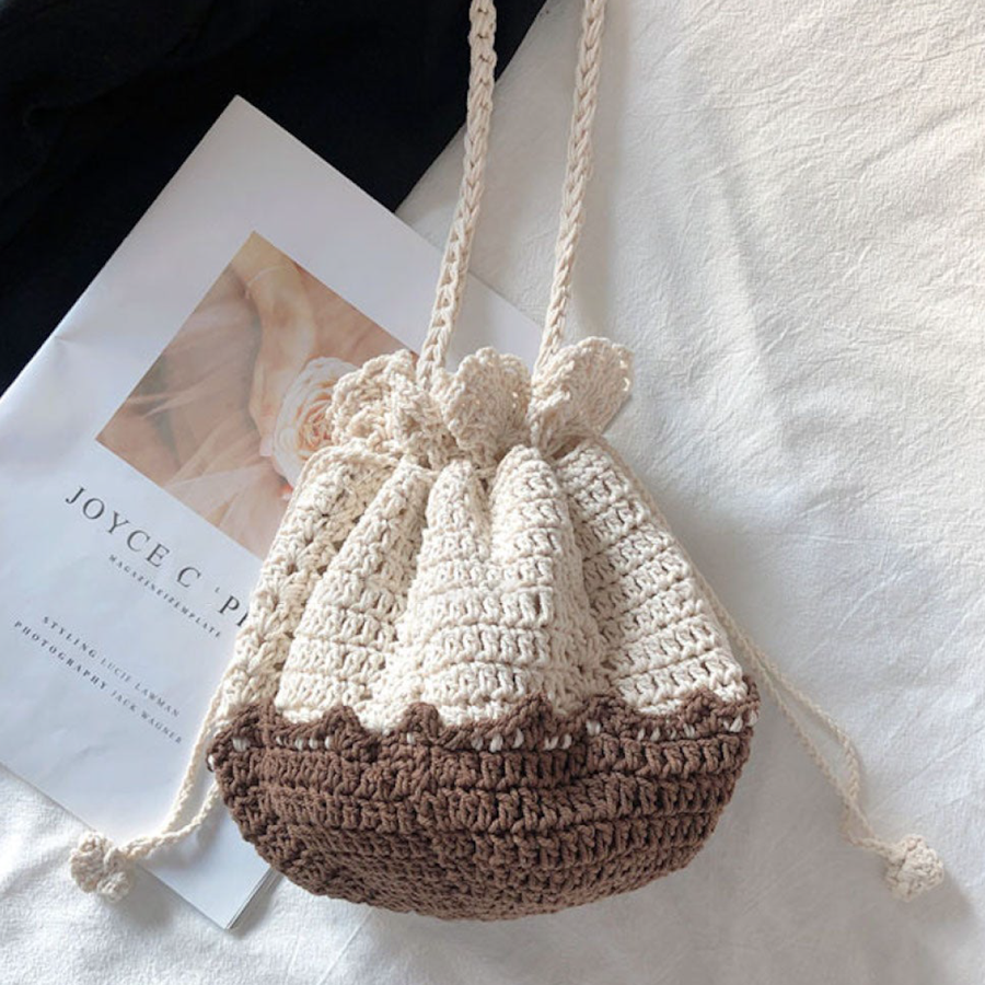 Women’s Retro Cotton Drawstring Shoulder Bag Crossbody Bag for Boho Everyday Style & Gifts