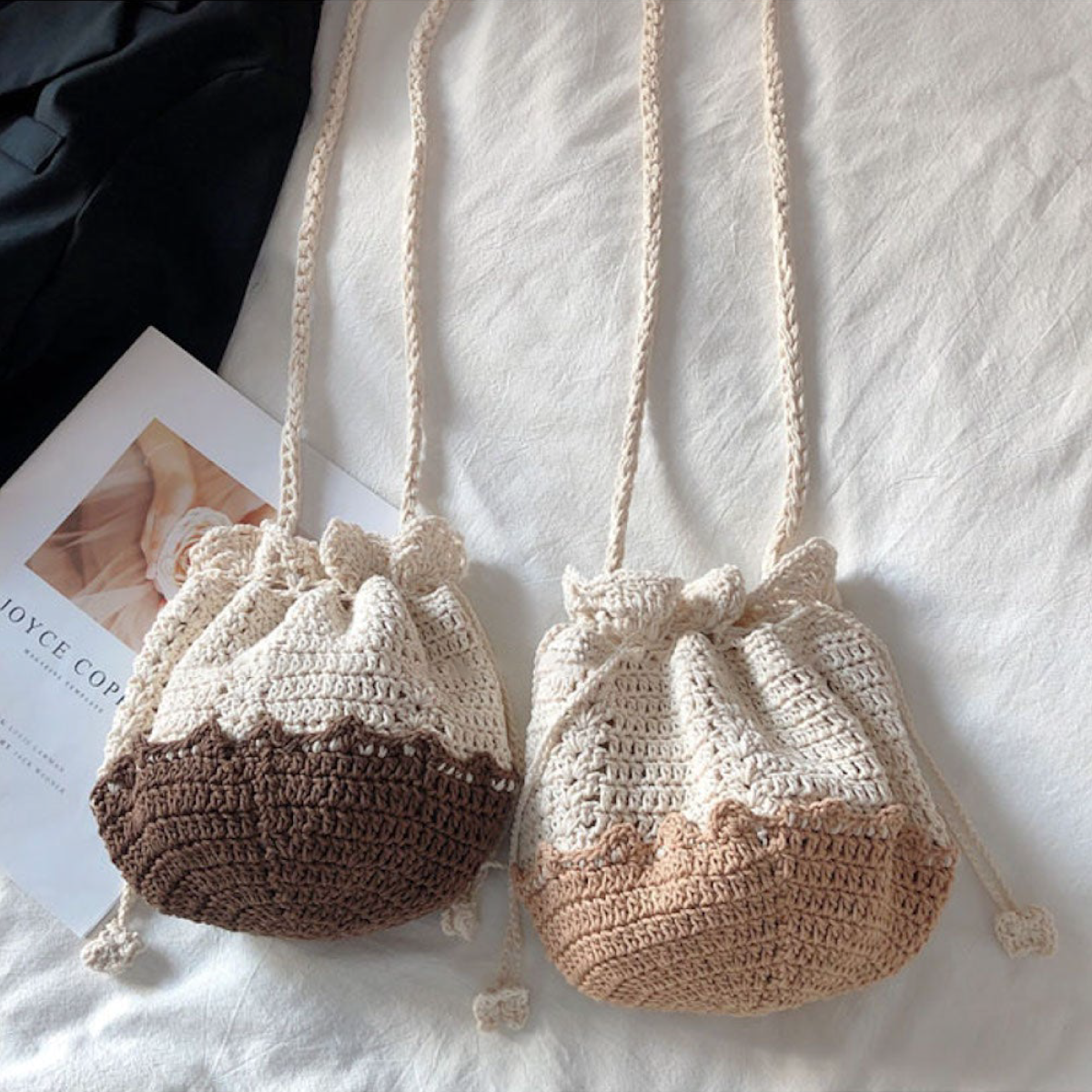 Women’s Retro Cotton Drawstring Shoulder Bag Crossbody Bag for Boho Everyday Style & Gifts