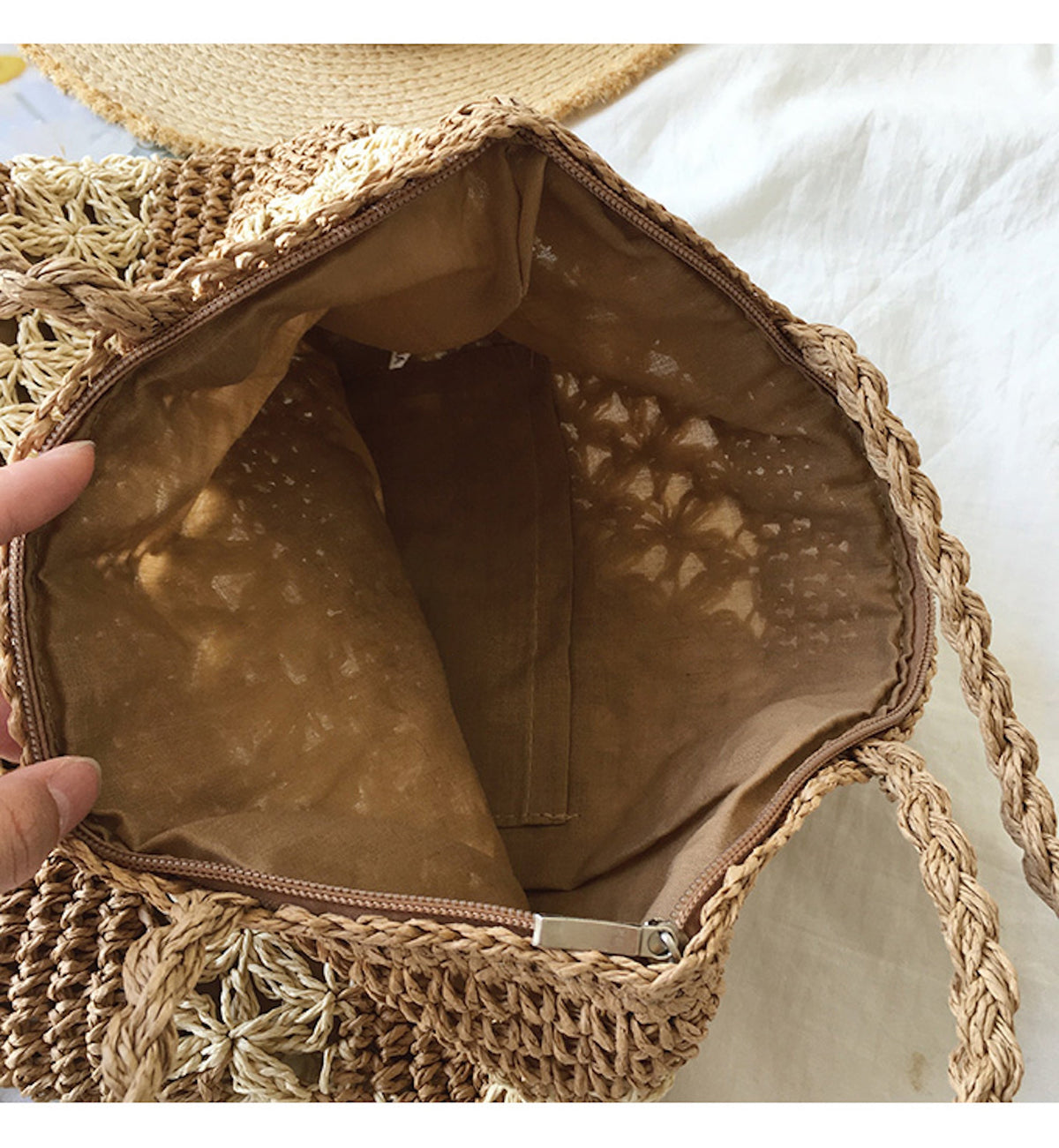 Women’s Patterned Straw Woven Tote Bag for Beach, Vacation & Summer Outfits