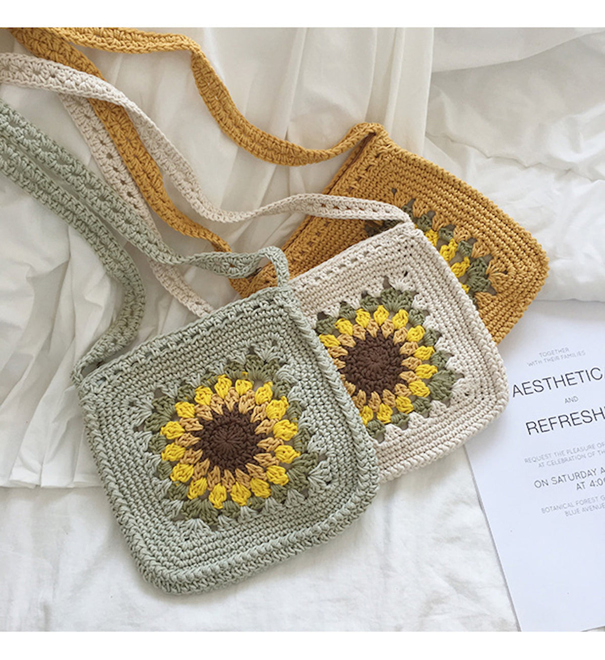 Women’s Handmade Crochet Sunflower Purse Crossbody Bag for Boho Everyday Style & Gifts