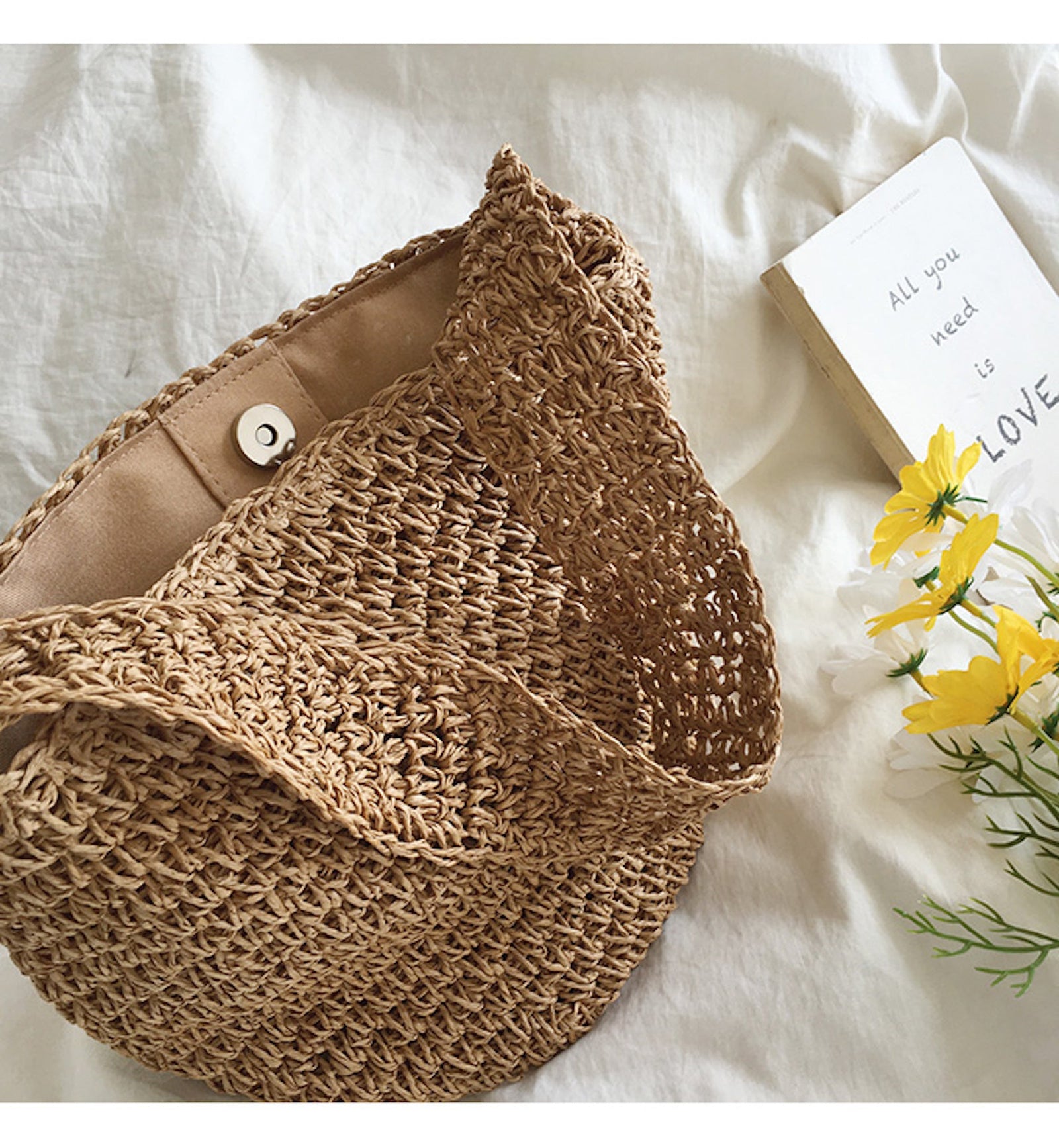 Women’s Straw Shoulder Bucket Bag for Beach, Vacation & Summer Outfits