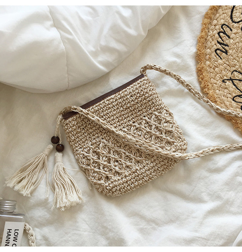 Women’s Crochet Crossbody Messenger Bag with Leather Flap for Boho Everyday Style & Gifts