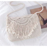 Women’s Crochet Cotton Handmade Bohemian Tassel Beach Bag Tote Bag for Boho Everyday Style & Gifts