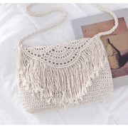 Women’s Crochet Cotton Handmade Bohemian Tassel Beach Bag Tote Bag for Boho Everyday Style & Gifts