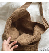 Women’s Retro Artsy Twist Cotton Knitted Shoulder Bag for Boho Everyday Style & Gifts