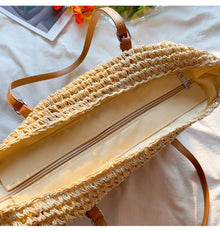 Schicke große geflochtene Strohtasche für Damen – Strandtasche für Strand, Urlaub & Sommeroutfits