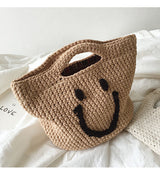 Women’s Cotton Knitted Smiley Face Bag Purse for Boho Everyday Style & Gifts