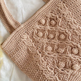 Women’s Handmade Cotton Knitted Shoulder Bucket Bag Crossbody Bag for Boho Everyday Style & Gifts