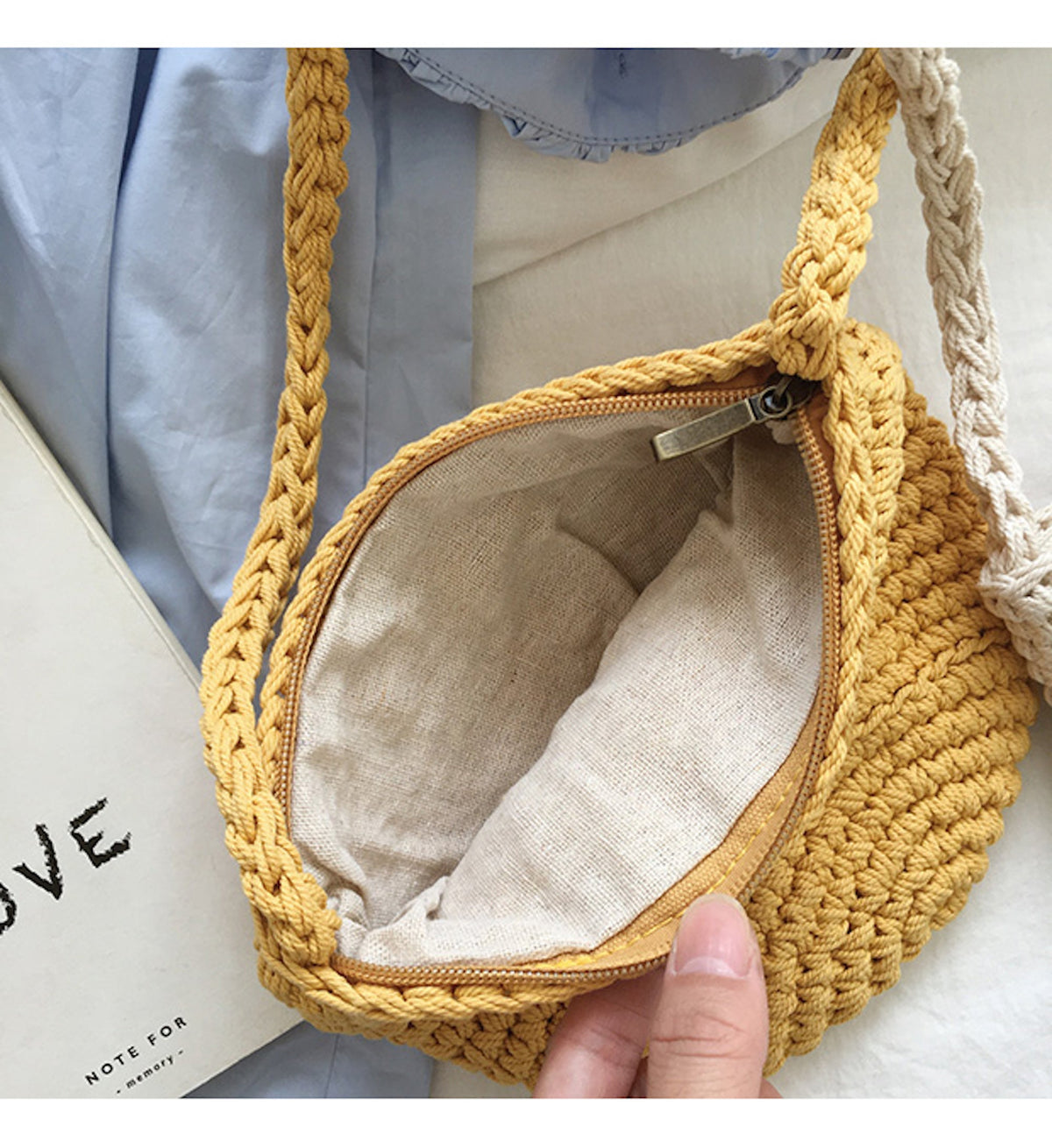 Women’s Small Cotton Knitted Shoulder Bag Purse for Boho Everyday Style & Gifts