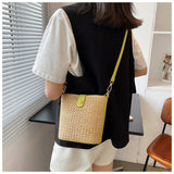 Women’s Crossbody Leather and Straw Bag for Beach, Vacation & Summer Outfits