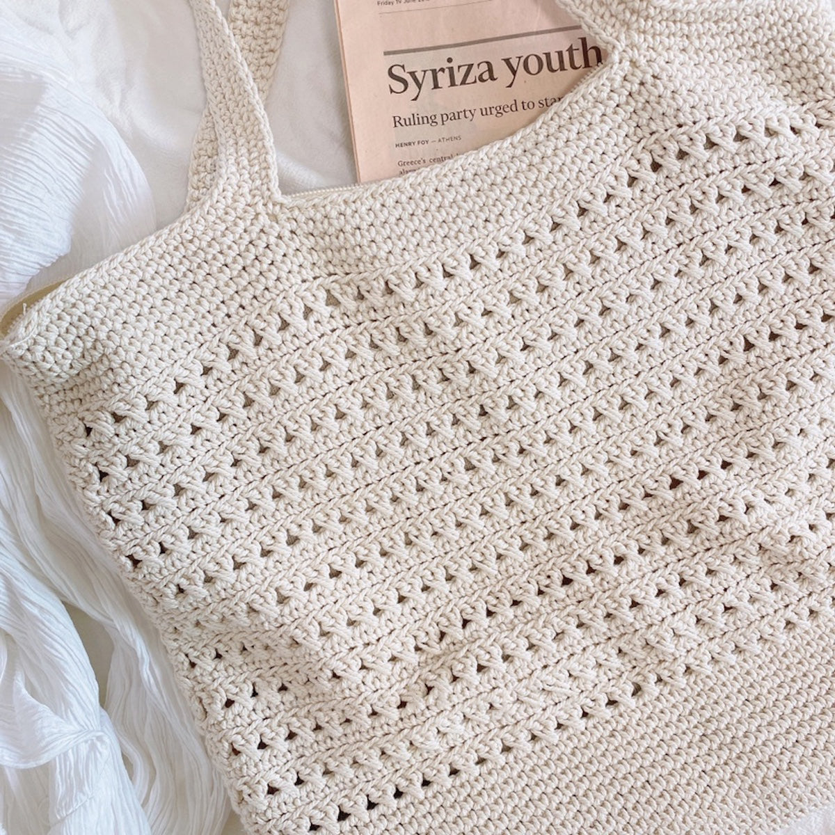 Women’s Crochet Cotton Retro Style Tote Bag for Boho Everyday Style & Gifts