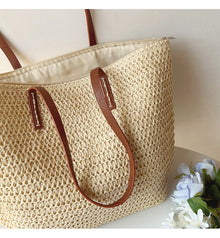 Geflochtene Strohtasche für Damen für Strand, Urlaub & Sommeroutfits