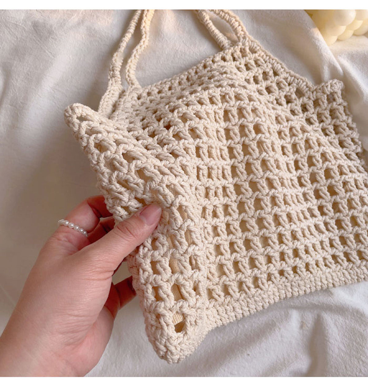 Women’s Retro Cotton Knitted Fishnet Bag Shoulder Bag for Boho Everyday Style & Gifts