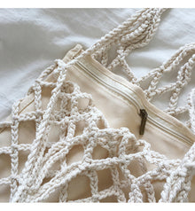 Women’s Crochet Bag with Fishnet Design Top Handle Bag for Boho Everyday Style & Gifts