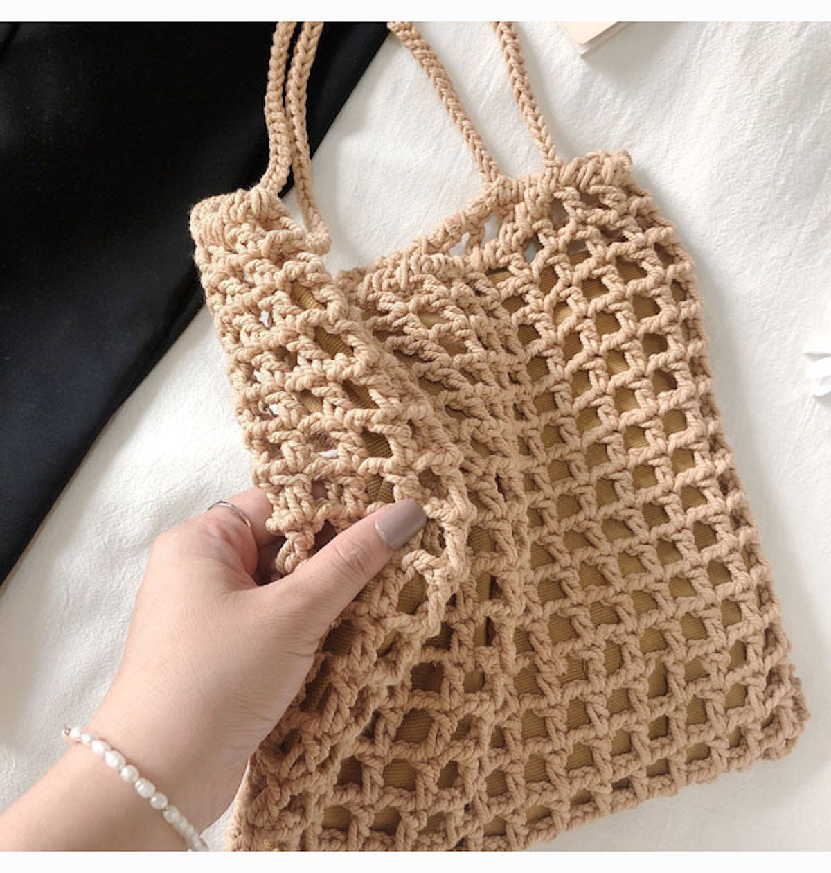 Women’s Lightweight Cotton Knitted Shoulder Bag Messenger Bag for Boho Everyday Style & Gifts