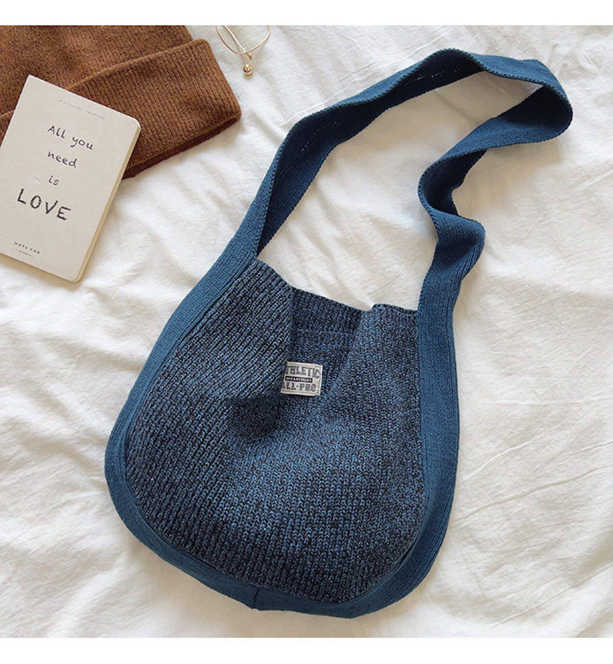 Women’s Cotton Knit Shoulder Bag Bucket Bag for Boho Everyday Style & Gifts