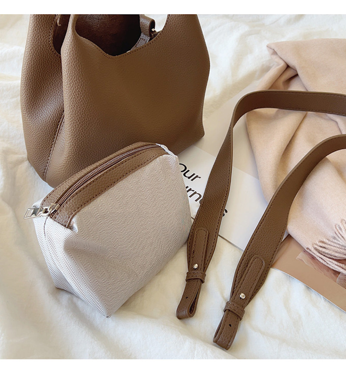 Women’s Soft Leather Bucket Shoulder Bag for Everyday City Outfits