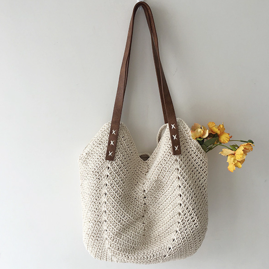Women’s Retro Cotton Knitted Shoulder Bag for Boho Everyday Style & Gifts