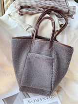 Women’s Soft Leather Large Faux Furry Tote Bag for Everyday City Outfits