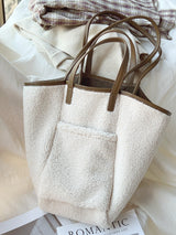Women’s Soft Leather Large Faux Furry Tote Bag for Everyday City Outfits