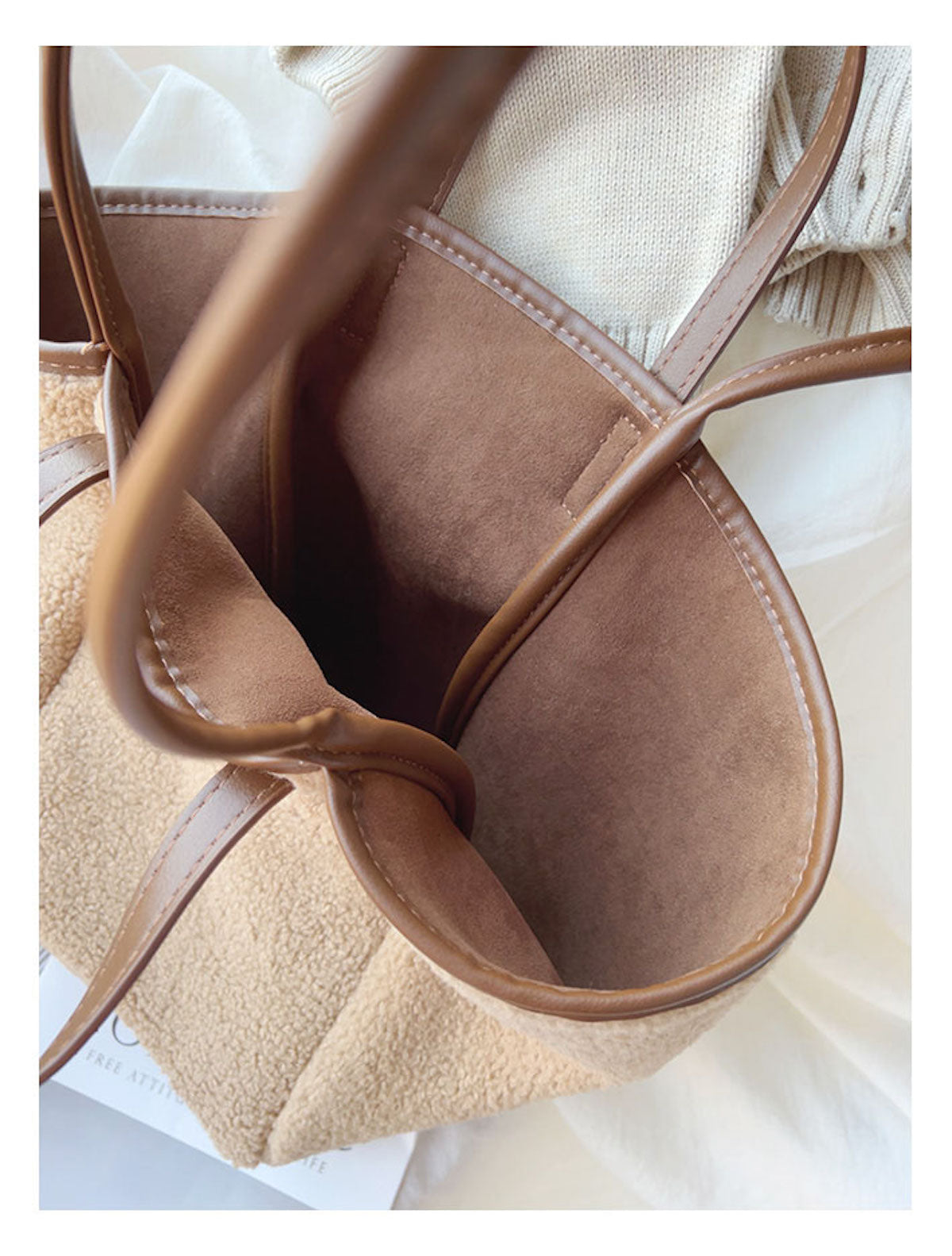 Women’s Soft Leather Large Faux Furry Tote Bag for Everyday City Outfits