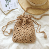 Women’s Retro Cotton Knitted Shoulder Bucket Bag Crossbody Bag for Boho Everyday Style & Gifts