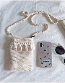 Women’s Small Cotton Knitted Crossbody Bag for Boho Everyday Style & Gifts