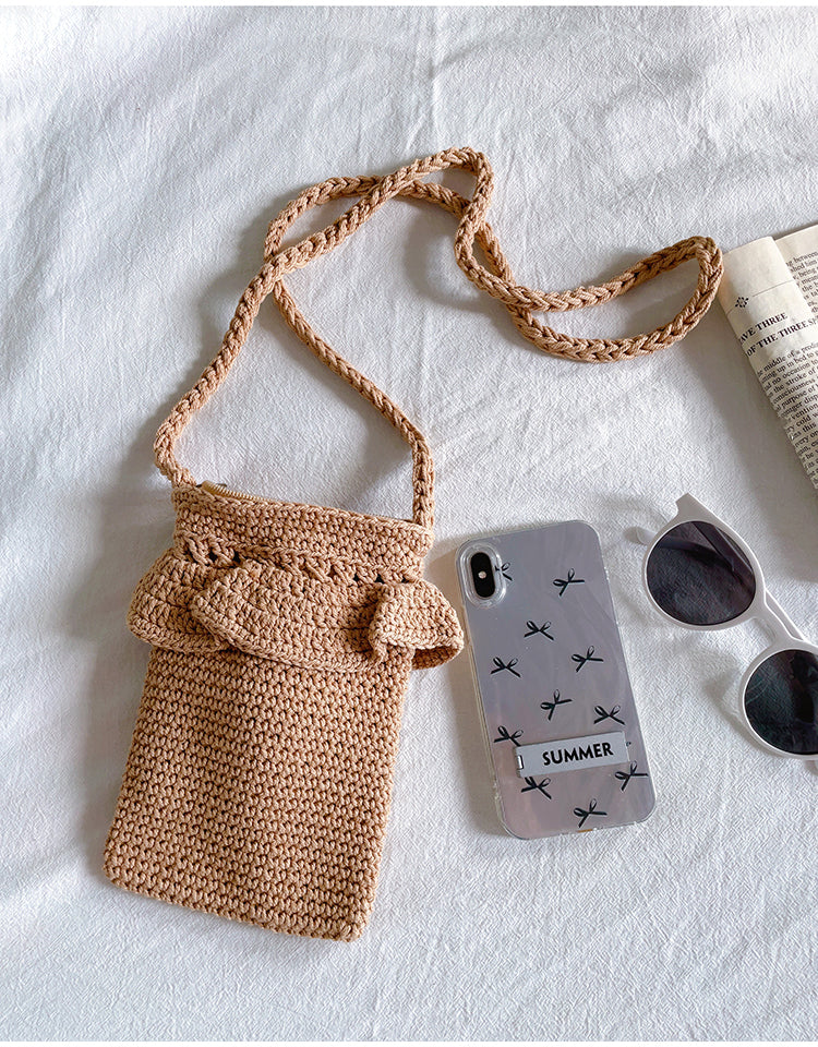 Women’s Small Cotton Knitted Crossbody Bag for Boho Everyday Style & Gifts