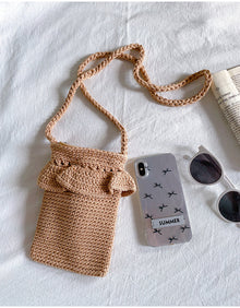 Women’s Small Cotton Knitted Crossbody Bag for Boho Everyday Style & Gifts