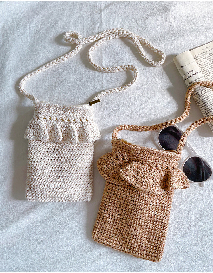 Women’s Small Cotton Knitted Crossbody Bag for Boho Everyday Style & Gifts