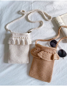 Women’s Small Cotton Knitted Crossbody Bag for Boho Everyday Style & Gifts