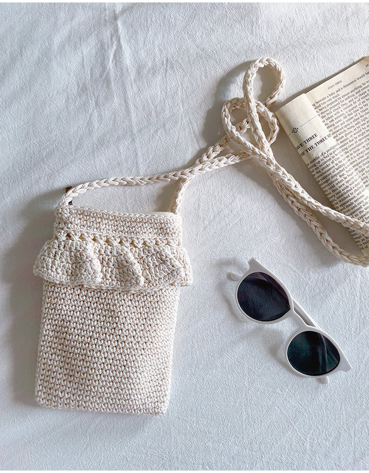 Women’s Small Cotton Knitted Crossbody Bag for Boho Everyday Style & Gifts