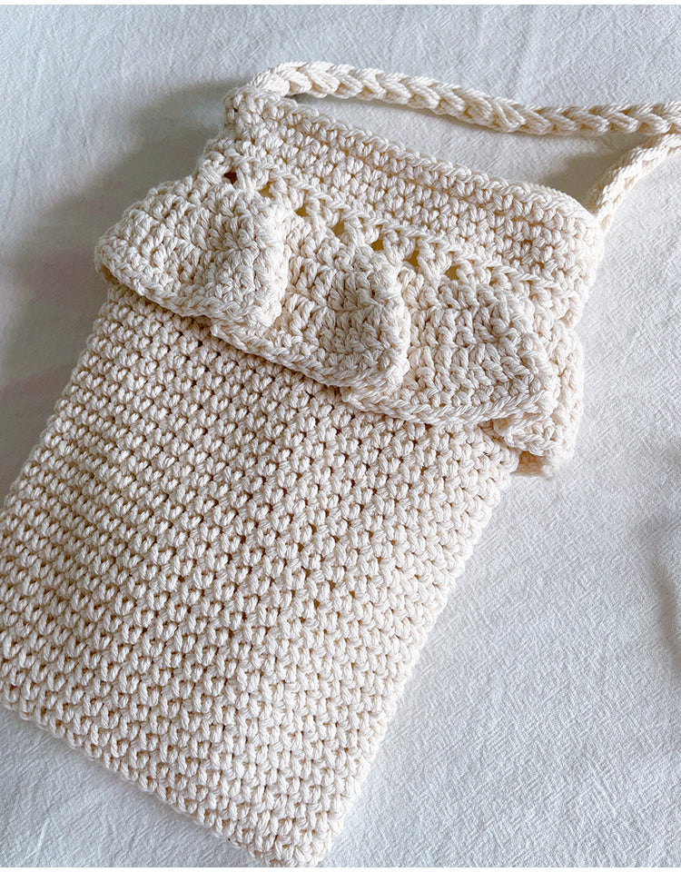 Women’s Small Cotton Knitted Crossbody Bag for Boho Everyday Style & Gifts