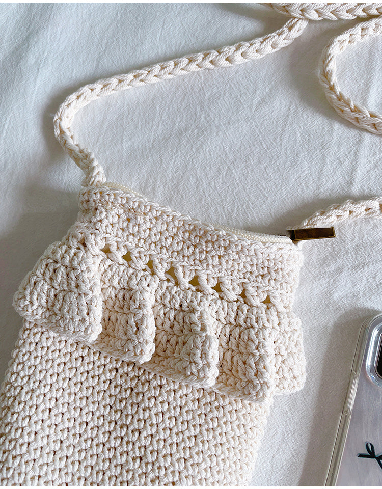 Women’s Small Cotton Knitted Crossbody Bag for Boho Everyday Style & Gifts