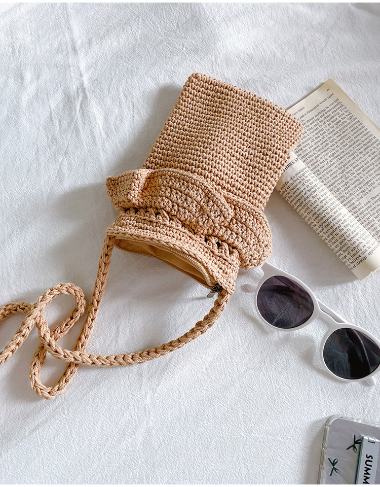 Women’s Small Cotton Knitted Crossbody Bag for Boho Everyday Style & Gifts