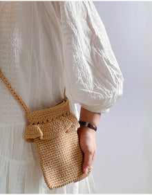 Women’s Small Cotton Knitted Crossbody Bag for Boho Everyday Style & Gifts