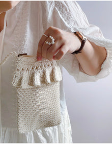 Women’s Small Cotton Knitted Crossbody Bag for Boho Everyday Style & Gifts