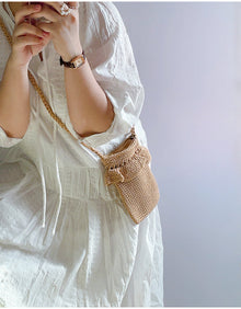 Women’s Small Cotton Knitted Crossbody Bag for Boho Everyday Style & Gifts