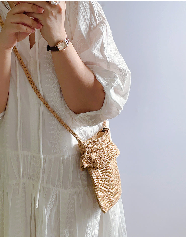 Women’s Small Cotton Knitted Crossbody Bag for Boho Everyday Style & Gifts