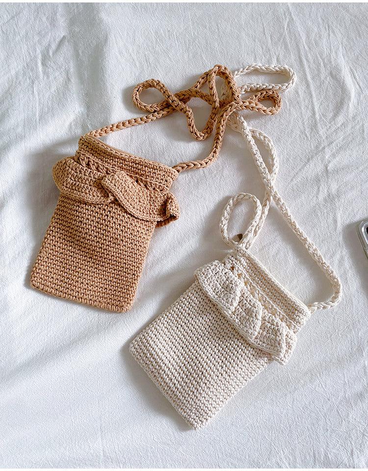 Women’s Small Cotton Knitted Crossbody Bag for Boho Everyday Style & Gifts