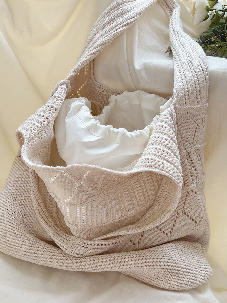 Women’s Retro Cotton Knitted Shoulder Bag for Boho Everyday Style & Gifts