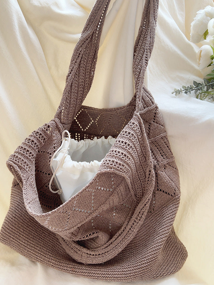 Women’s Retro Cotton Knitted Shoulder Bag for Boho Everyday Style & Gifts