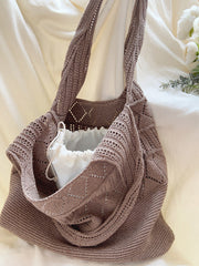 Women’s Retro Cotton Knitted Shoulder Bag for Boho Everyday Style & Gifts