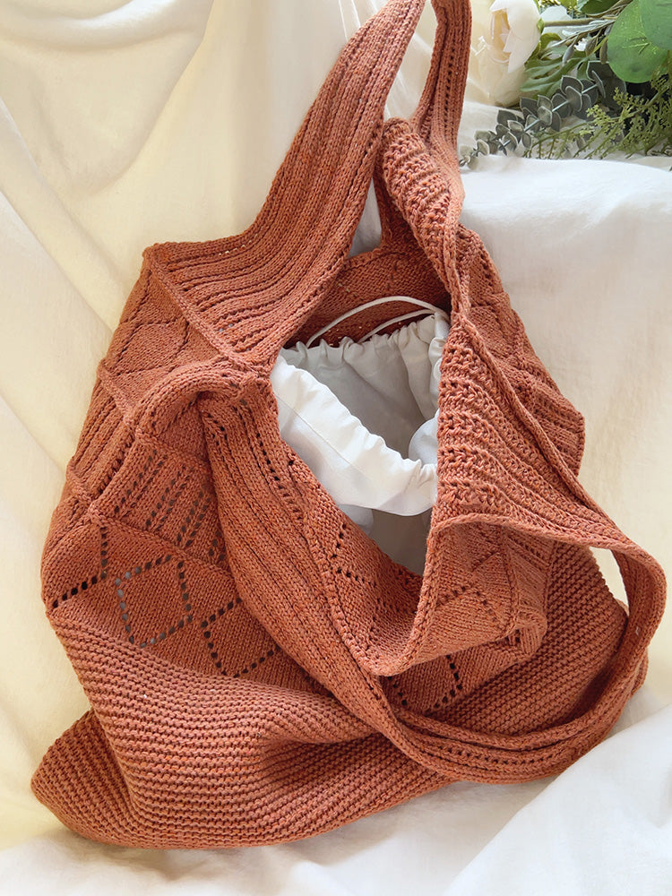 Women’s Retro Cotton Knitted Shoulder Bag for Boho Everyday Style & Gifts