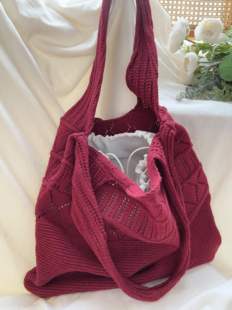 Women’s Retro Cotton Knitted Shoulder Bag for Boho Everyday Style & Gifts