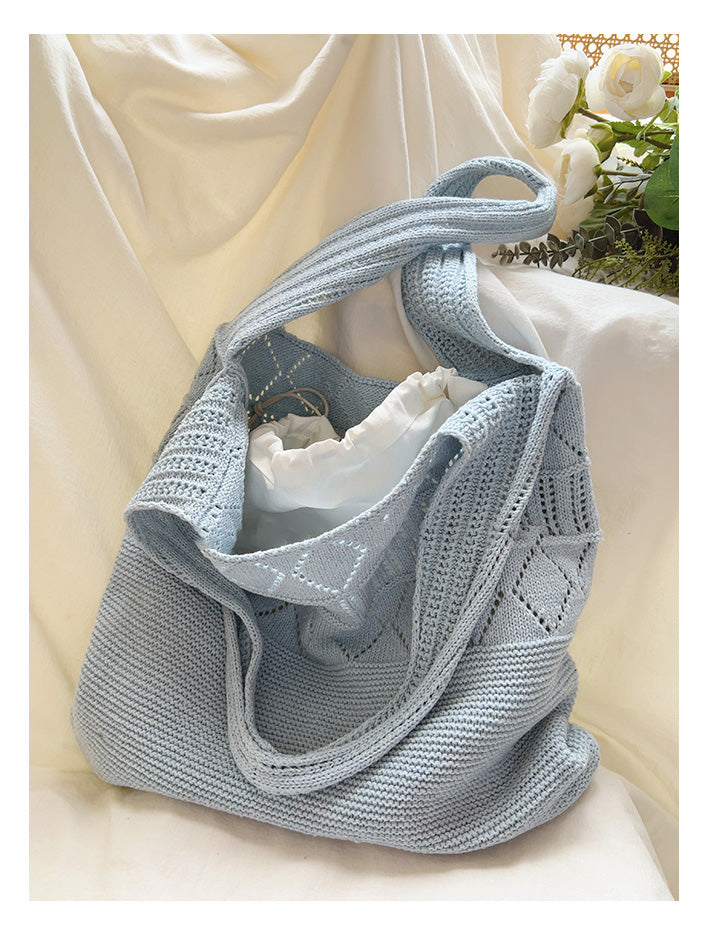 Women’s Retro Cotton Knitted Shoulder Bag for Boho Everyday Style & Gifts