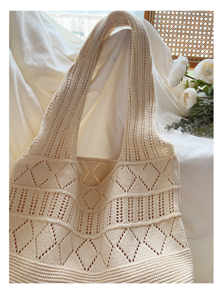 Women’s Retro Cotton Knitted Shoulder Bag for Boho Everyday Style & Gifts