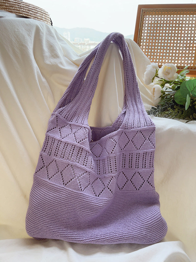 Women’s Retro Cotton Knitted Shoulder Bag for Boho Everyday Style & Gifts